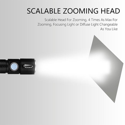 Torcia magnetica della tassa del Usb della torcia elettrica della tasca LED della torcia elettrica ricaricabile di Zoomable